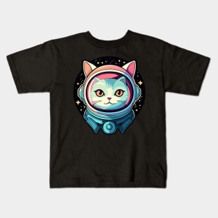 Cat Astronaut Illustration Kids T-Shirt
